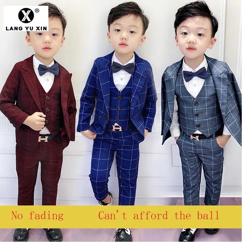 

Children's Casual Suit Boy Wedding Birthday Party Dress Children's Clothing Three-Piece Jacket + Vest + Pants