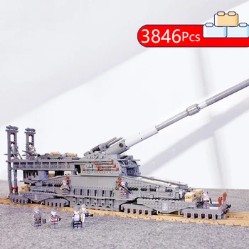 

KAZI 10005 3846Pcs Model Building Blocks German 80cm Railway Gun Dora Military Series Compatible Lepining Children Toys Gifts