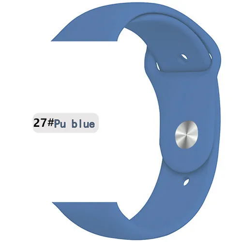 Силиконовый ремешок для apple watch 5 4 band correa apple watch 44 мм 40 мм 42 мм 38 мм iwatch 5 4 3 2 1 Спортивный Браслет - Цвет ремешка: pu blue 27