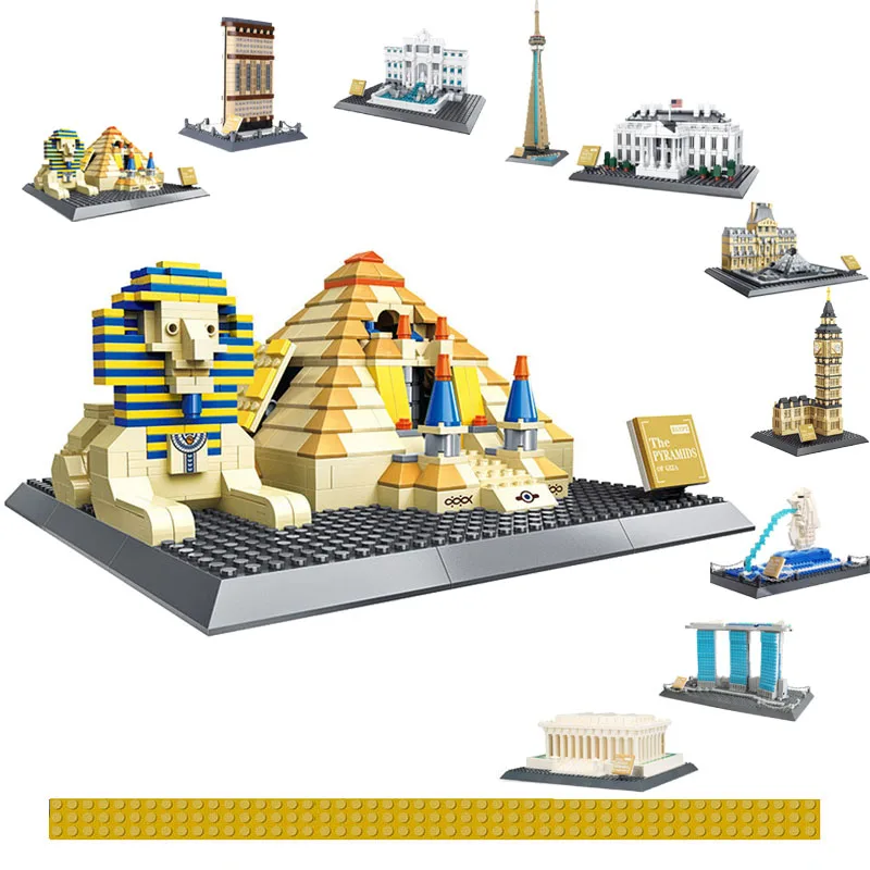 

Модель архитектуры, кирпич, всемирно известное здание, пирамиды и Сфинкс из Египта, образовательный строительный блок, игрушка на день рождения