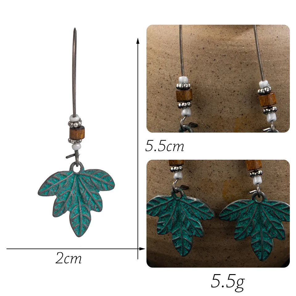 Vintage Ethnic Long Metal Leaf Big Drop Earrings for Women 2019 Bohemian Geometric Tassel Fringe Stones Women's Earring Jewelry (4)