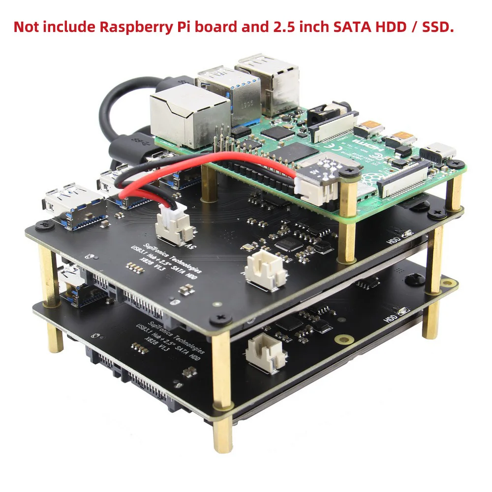 Raspberry Pi 4 Model B X828 USB3.0 2 5 &quotSATA HDD/SSD Штабелируемая плата хранения + usb хаб для 4B/3B +/3B/2B/B