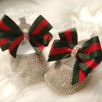 

Amazing Keepsake Sequins Chain crystal Handmade brand inspired baby princess shoes all cover rhinstones 1st birthday bling shoes