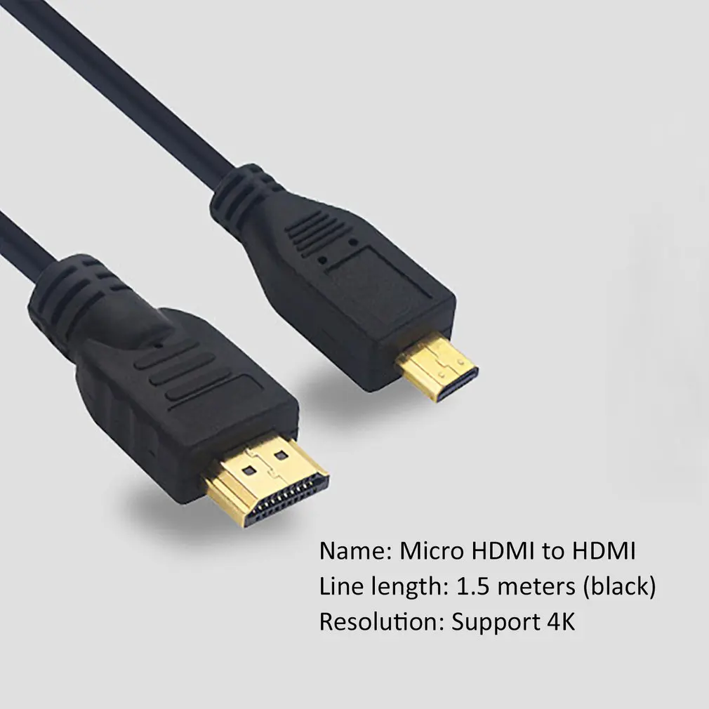Черный Micro HDMI к HDMI кабель 1,5 м 4 к для Raspberry Pi 4 Модель B Micro HDMI к HDMI Переходный кабель