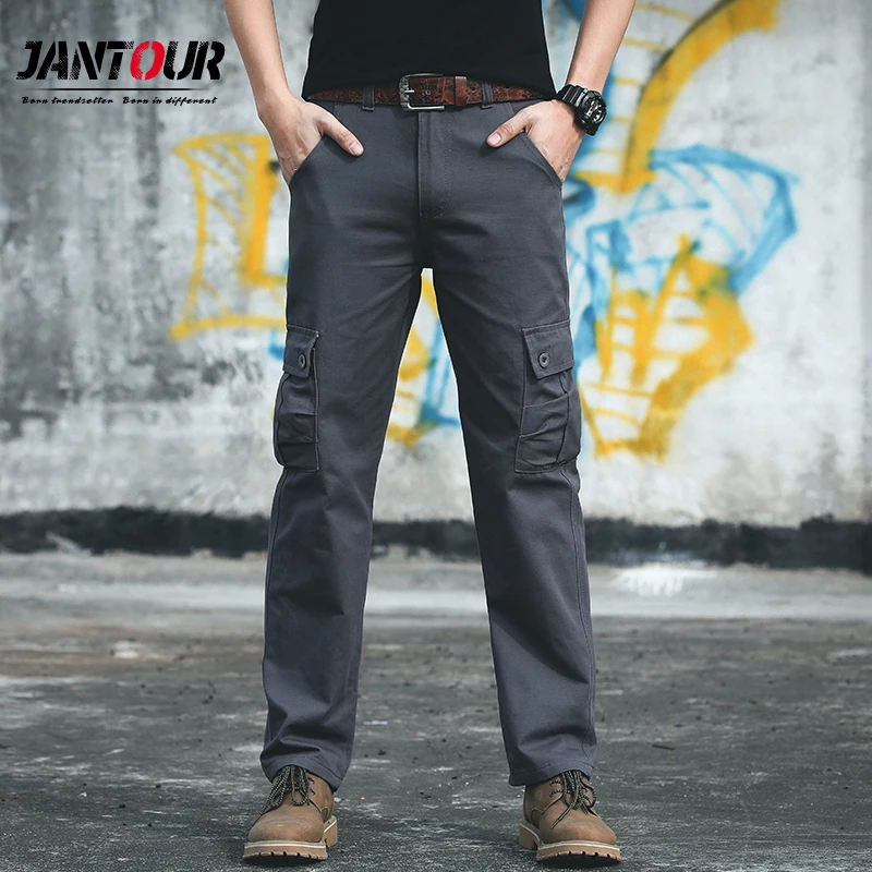 

Jantour 2022 Men Cargo Pant Men Multi-Pocket Overall Male Combat Trousers Tooling Pants Outdoor Cargo Pants Men Size 28-40