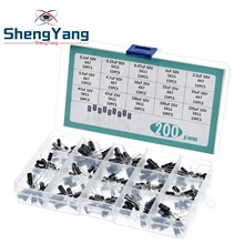 Conjunto de condensadores radiales 200 unids/lote, 15 valores, 0,1 uF-220uF, Kit de surtido de condensadores electrolíticos, paquete de condensadores de 10V/16V/25V/50V