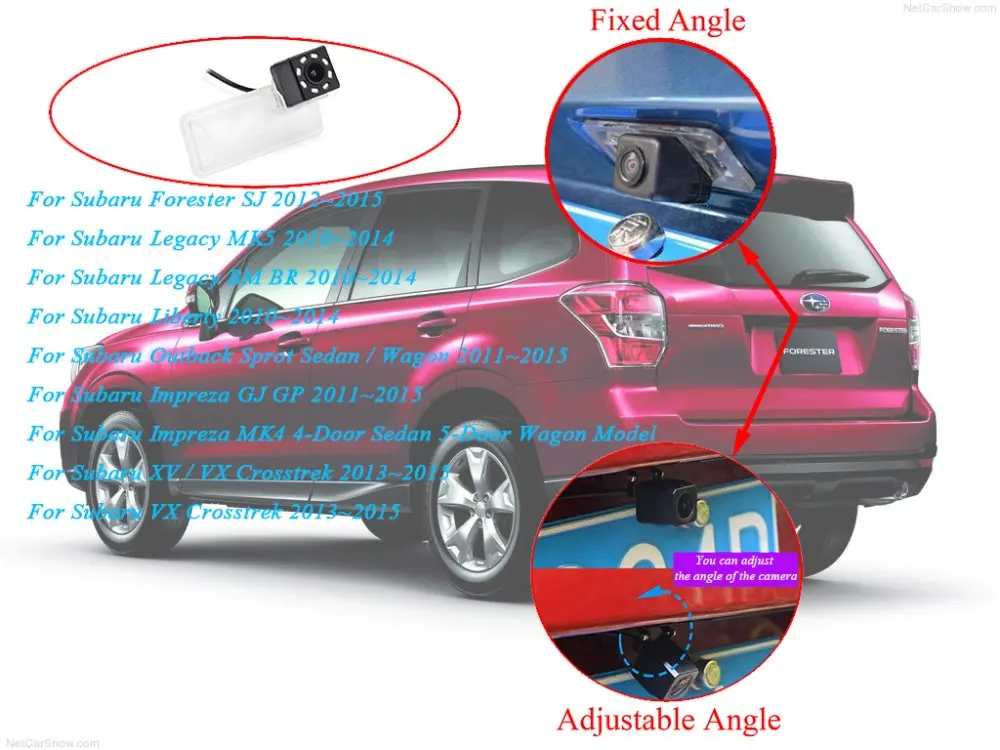 Беспроводной 2,4G CCD и светодиодный регулируемый угол заднего вида камера для Subaru Forester SJ Legacy Liberty Outback Sprot