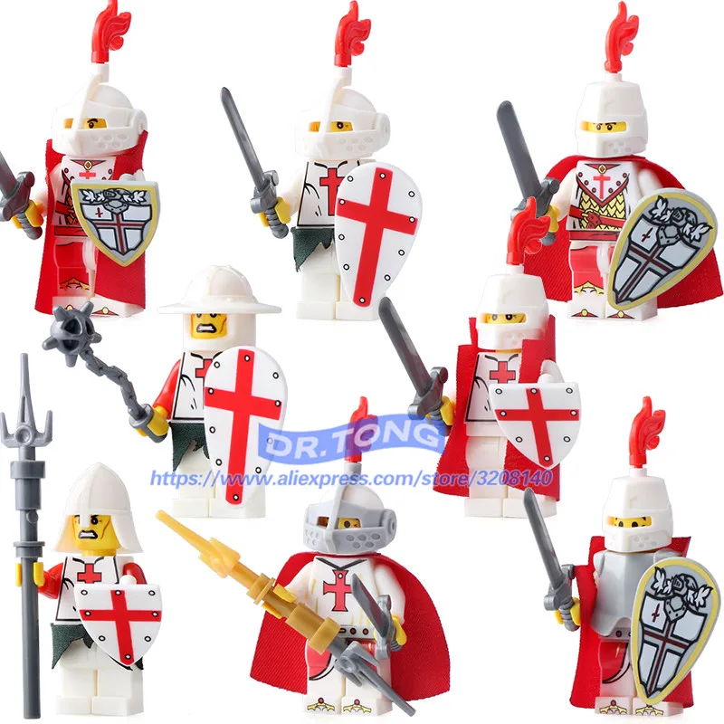 

DR.TONG 50pcs/lot Medieval Knights Crusader Rome Commander Super Heroes Building Blocks Bricks Toys for Children Gifts 9818