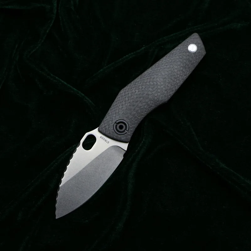 black-CF LOVOCOO SJ75 складной нож D2 blad Титан+ CF/G10 Ручка Открытый Отдых Охота нож фрукты тактика выживания EDC инструмент - Цвет: black-CF