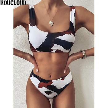 

2020 Sexy Milk Print Bikini Women Swimwear Female Swimsuit Two-pieces Bikini set Brazilian Bather Bathing Suit Swim