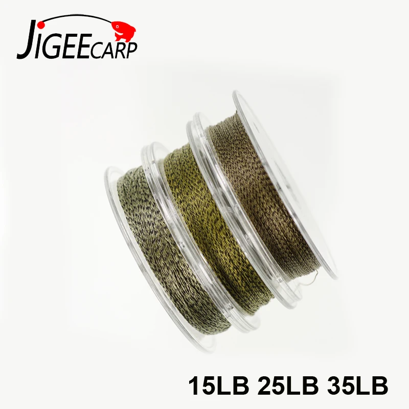 JIGEECARP 1ks carpa rybolov linky opletené hooklink měkké výbava 15 25 35LB splétání textilních materiálů camo carpa linky pro vlasy výbava carpa rybolov chopit se