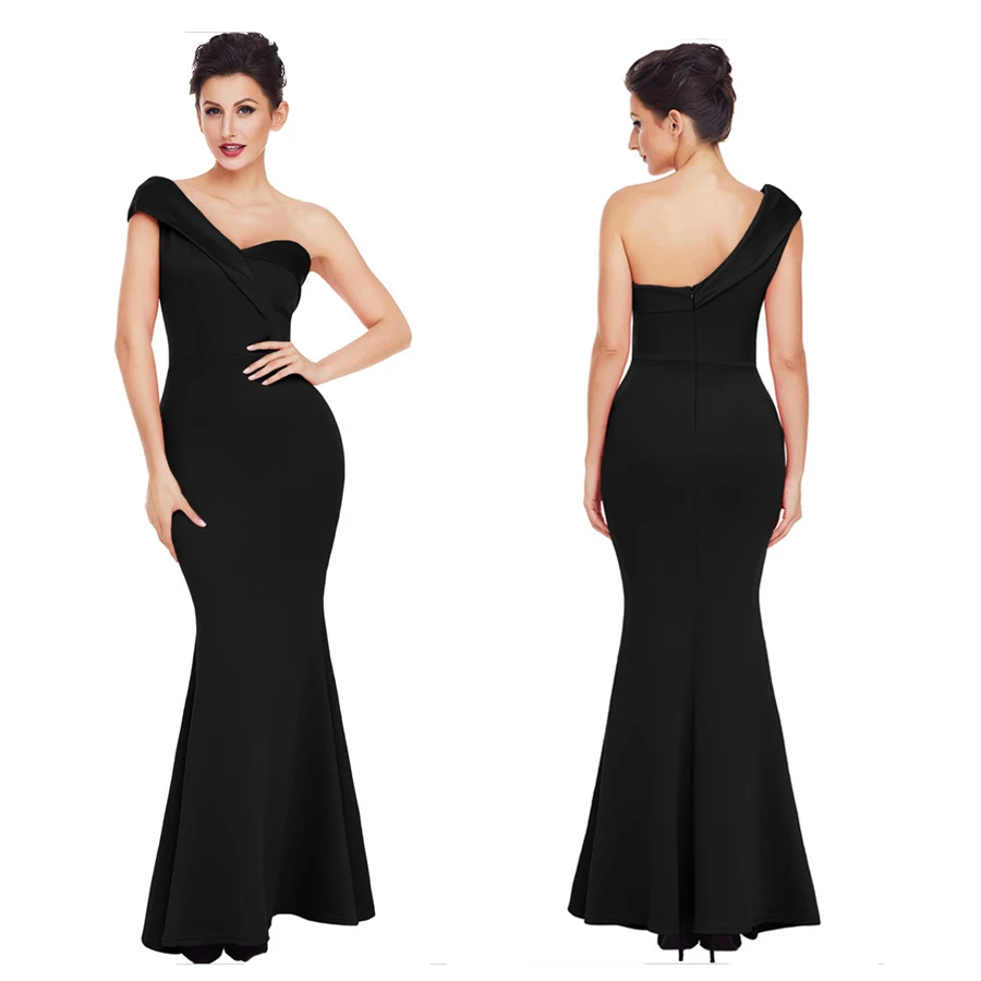 Одно плечо Русалка Вечерние платья шифон Robe De Soiree Новинка Красного размера плюс женские вечерние платья элегантные вечерние платья T045