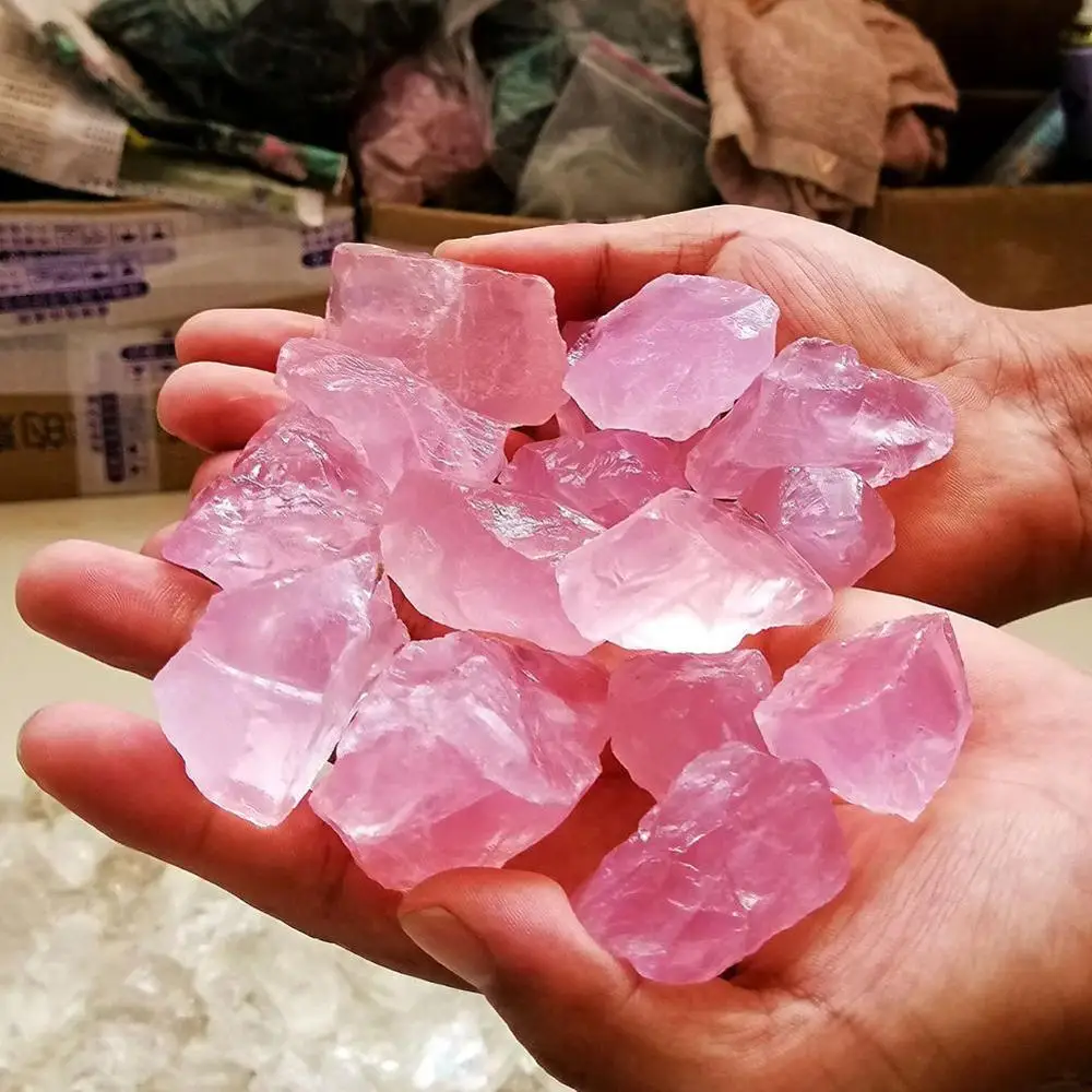 100% Natural Pink/Rose Quartz Crystal Stone Rock Mineral Specimen Lucky Healing