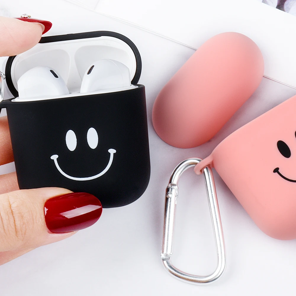 Для Air Pods сумки английские милые слова буквы улыбка матовый ПК Жесткий Чехол для Airpods 1 2 беспроводной Bluetooth наушники крышка