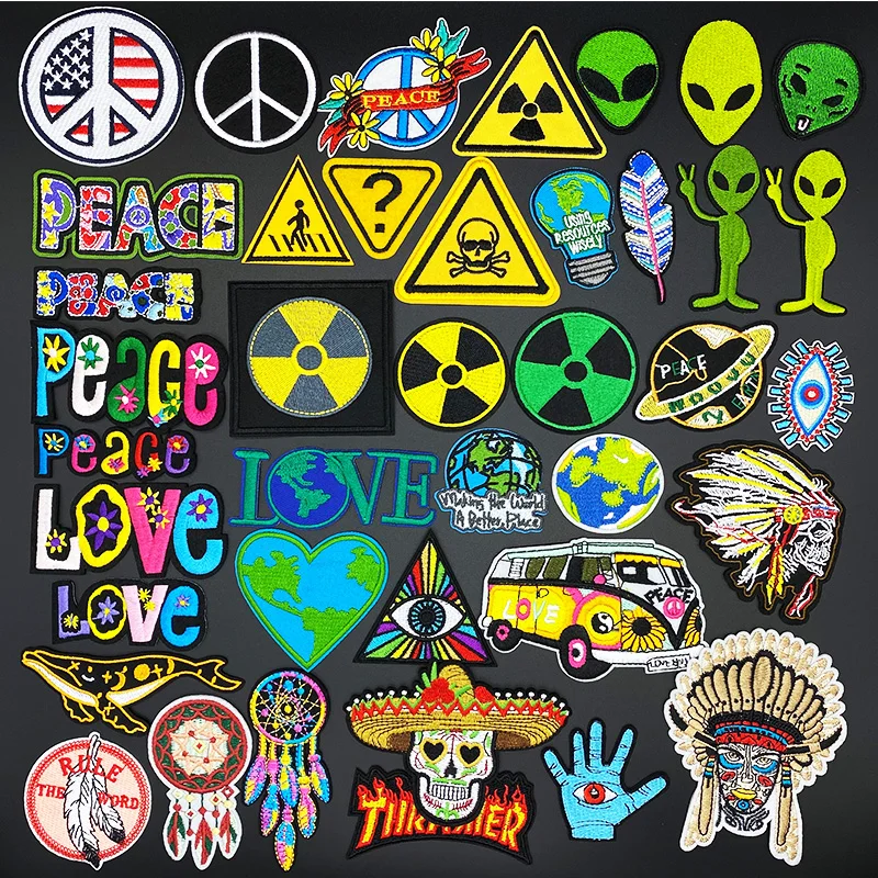 Нашивка Alien earth с надписью «PEACE & LOVE», аппликация для одежды, джинсов, курток, кепок, значок «сделай сам», аксессуары
