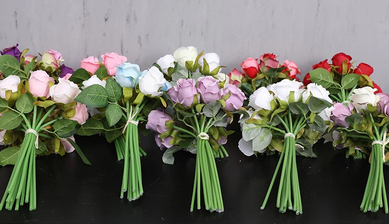 JAROWN 12 Heads Rose Artificial Rose Bouquets Simulation Silk Fake Flowers Wedding Decoration Holding Flowers Home Decor Flores (123)