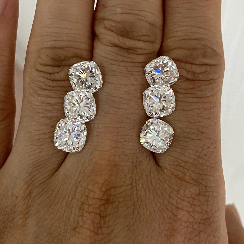 2.2 Carats 7.5x7.5MM Cushion Cut Moissanite Diamond Clarity VVS Color D White Loose Gemstones For Jewelry Making