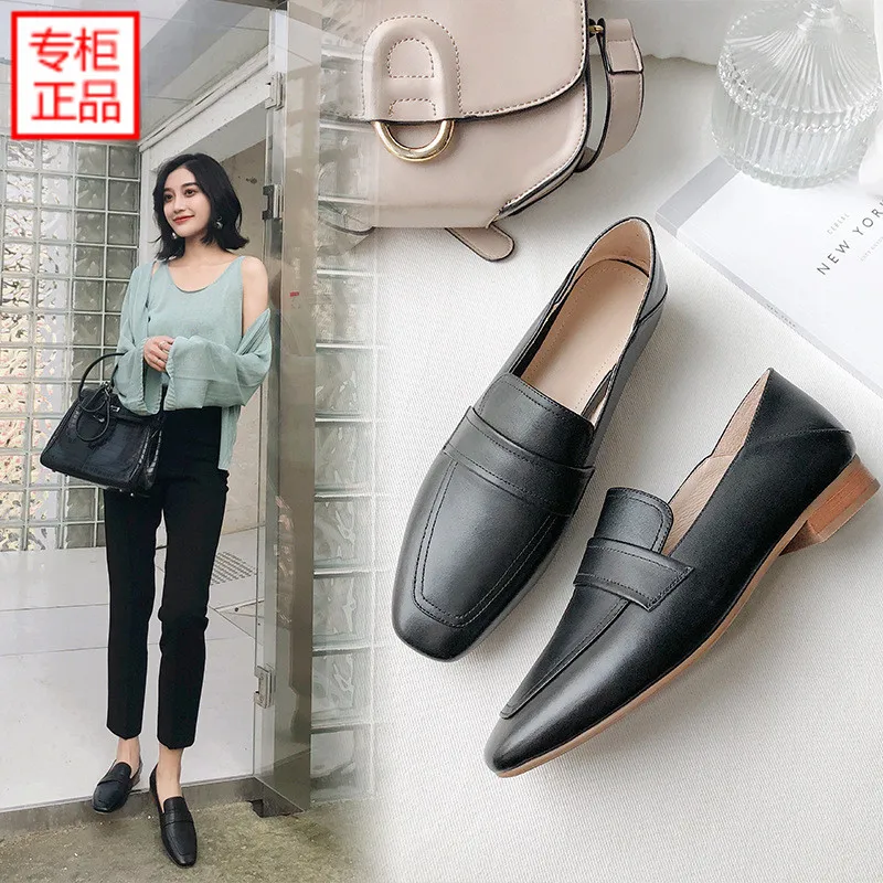 

2019 Spring New Style Square Head Flat Every Evening Shoes Retro Korean-style Single Shoes Women's British-Style Students Small