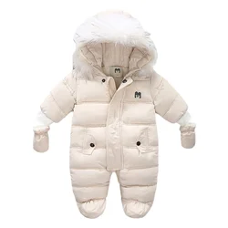 Combinaison épaisse et chaude pour bébé, à capuche, intérieur en polaire, pour garçon et fille, salopette d'hiver et d'automne, vêtements d'extérieur pour enfants, combinaison de neige 