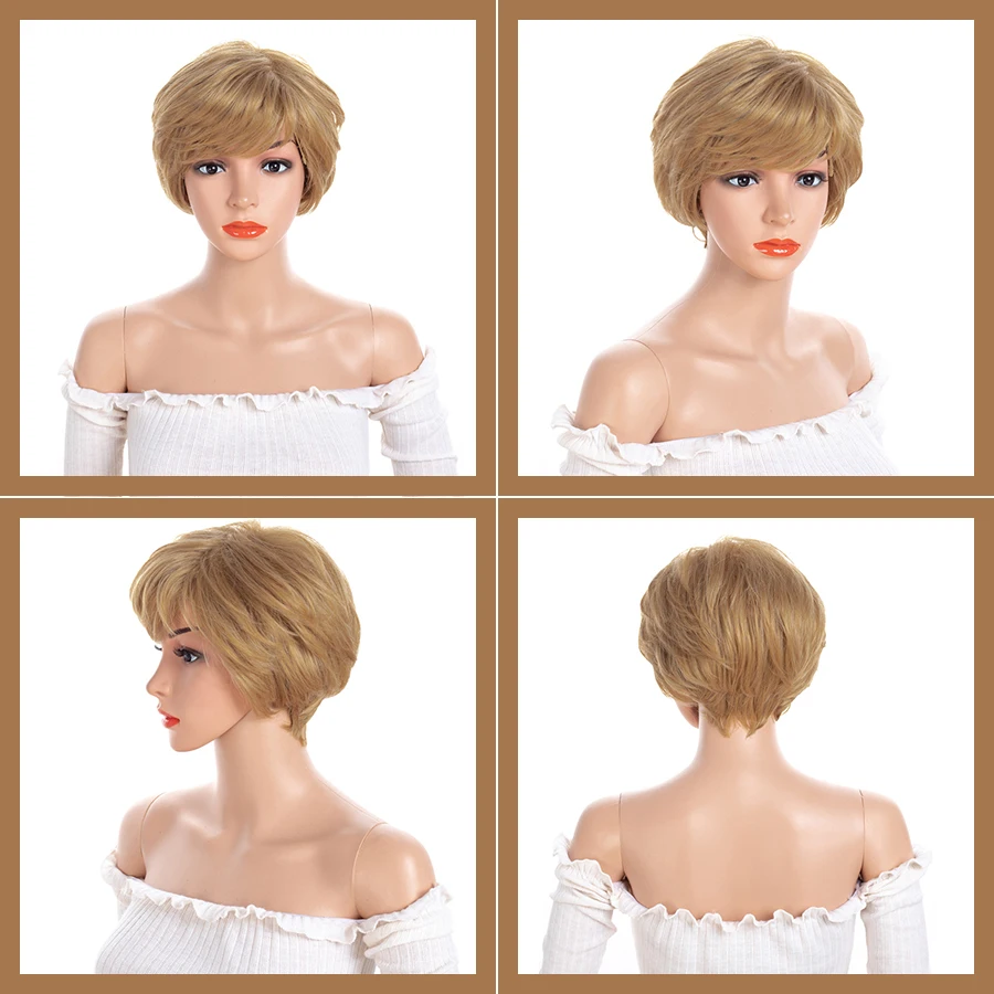 Синтетические парики короткие Pixie Cut женские с боковым челка Chorliss боковая часть