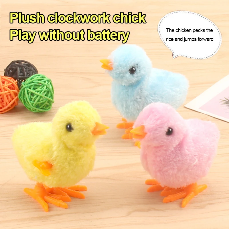 1pcs Cute Wind Up Chick Plush Animals Toy Kids Boy Girl Stuffed Animals
