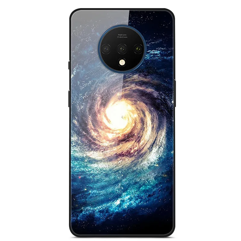 Закаленное стекло Чехол для Oneplus 7T Case Жесткий ПК Красочная задняя крышка Для Oneplus 7T Крышка 1+ 7T Телефонный бампер на один плюс 7T Fundas - Цвет: 42