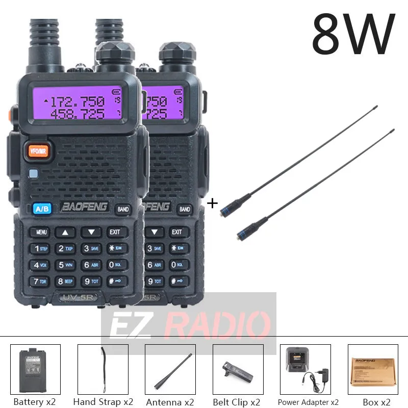 long range walkie talkies 50 miles Walkie Talkie Baofeng UV 5R Radio Station Two-way Ham Boafeng Radio 2PCS Powerful Dual VHF/UHF Walike Talkies for Hunting 10KM midland two way radios Walkie Talkie