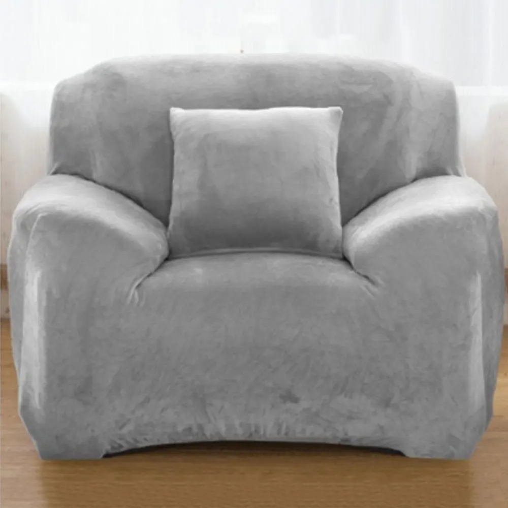 silvery grey Красивый чехол для дивана, полиэстер, офисный, экономичный, чистый, чехол для дивана, для отеля, дома, плюшевый, стрейч, пылезащитный - Цвет: silvery grey