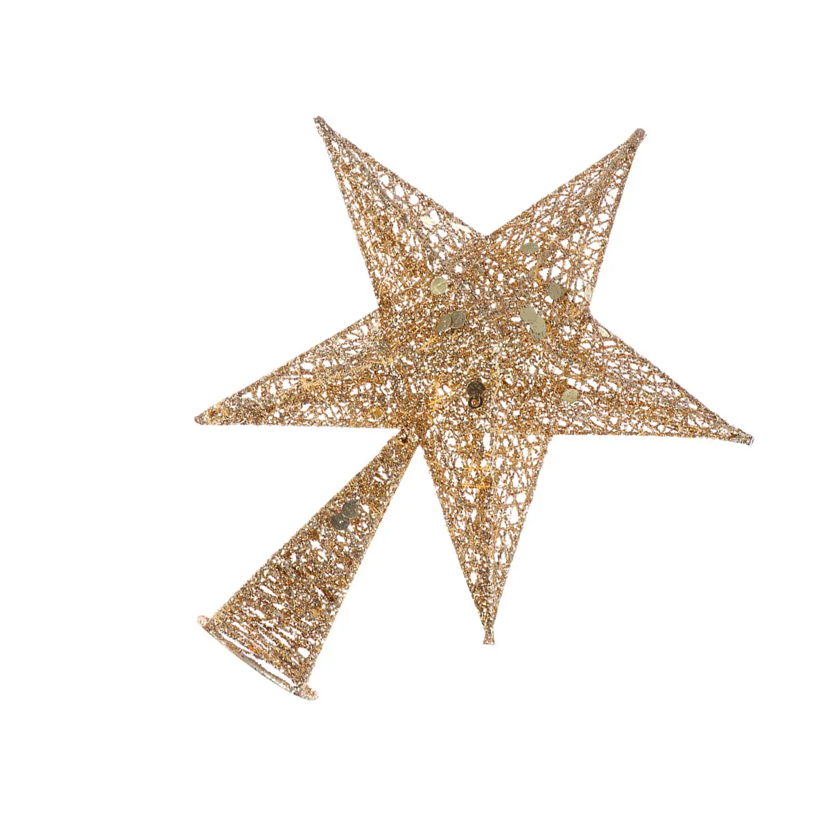 1PC Golden Star Tree Topper 5 Pointed Glitter Treetop Shiny Christmas Tree Ornament Good Quality for Decoration Home 30cm