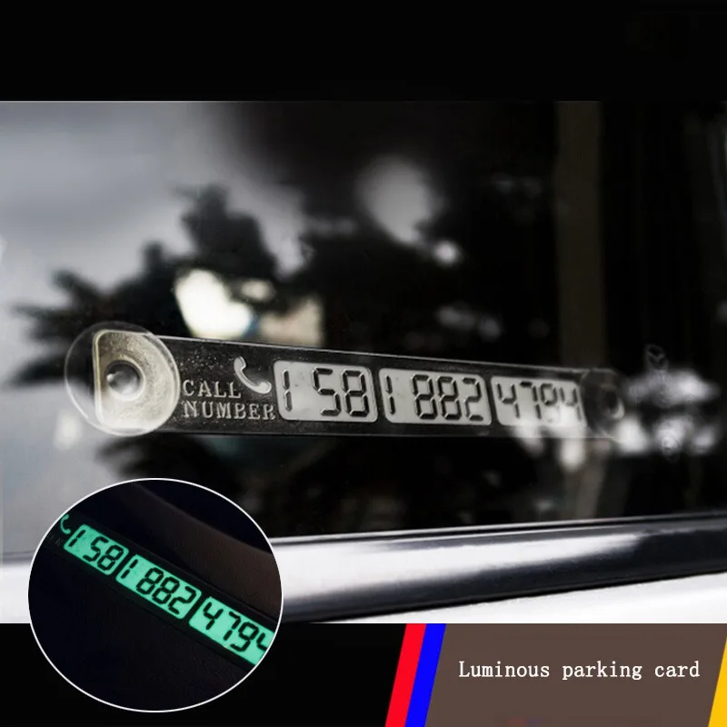 Car Luminous Parking Card Temporary Telephone Phone Number Card Notification Night Sucker Plate Car Styling Sign Notice