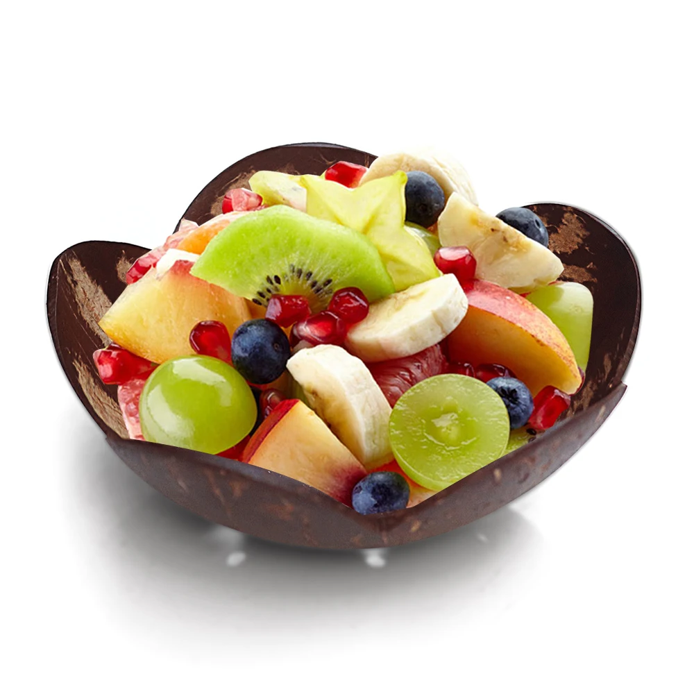 Coconut Shell Bowl Spoon Craft Fruit Salad Noodle Rice Food Container Decor New 