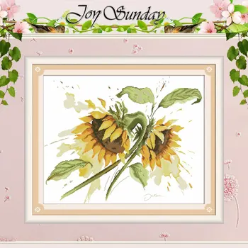 

Handmade Passionate Sunflower Painting Counted Cross Stitch Cotton 11 14CT wholesale Cross Stitch Set Embroidery Kits Needlework