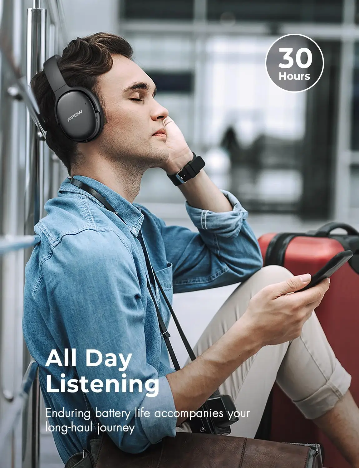 Беспроводные наушники Mpow H10 улучшенные Bluetooth с активным шумоподавлением время