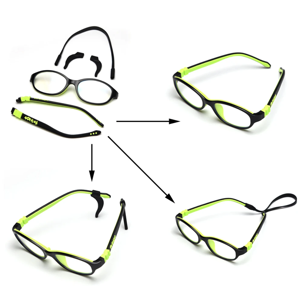 Peekaboo детские силиконовые очки для детей ультра светильник прозрачные линзы черный мальчик оптические очки для девочек анти синий светильник