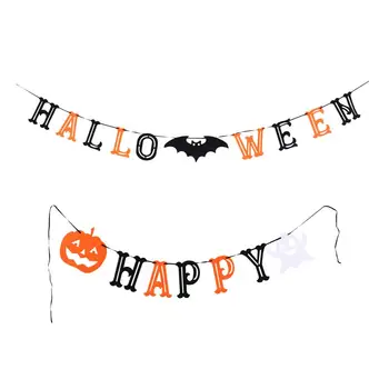 

1 Set Halloween Hanging Bunting Halloween Bunting Banner Party Pull Flowers Pull Flag For Home Decoration Garden