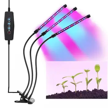

New Plant Grow Lamp for Indoor Plants LED 5V 27W USB Grow Light Bulb with Red Blue Spectrum Adjustable 3-Head Timer