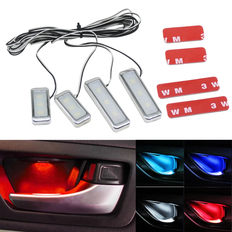 4PCs Set Bowl handle Armrest Light Car Door Interior Light LED Atmosphere Light Auto Interior Door Light Decorative Lamp 4PCs Set Bowl handle Armrest Light Car Door Interior Light LED Atmosphere Light Auto Interior Door Light Decorative Lamp