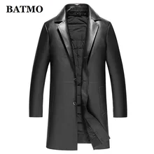 BATMO, Новое поступление, зимние куртки из 90% утиного пуха, кожаный пуховик для мужчин, кожаный Тренч из кожи sheekskin для мужчин