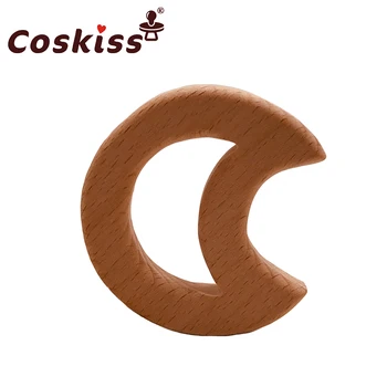 

Coskiss Baby Wooden Teether Beech Wood Cartoon Moon Teething Toys Montessori Inspired Nursing Pendant Baby Teether