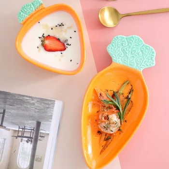 

Carrot shape Ceramic bowl ceramic dish Fruit plate Dessert bowl Fruit salad bowl Snack bowl Home Dish Cute Child bowl