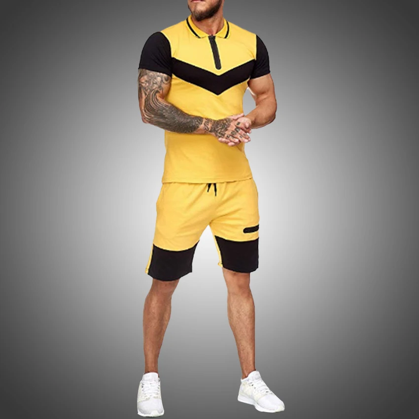 Shirt+Shorts Cotton Men Tracksuits 