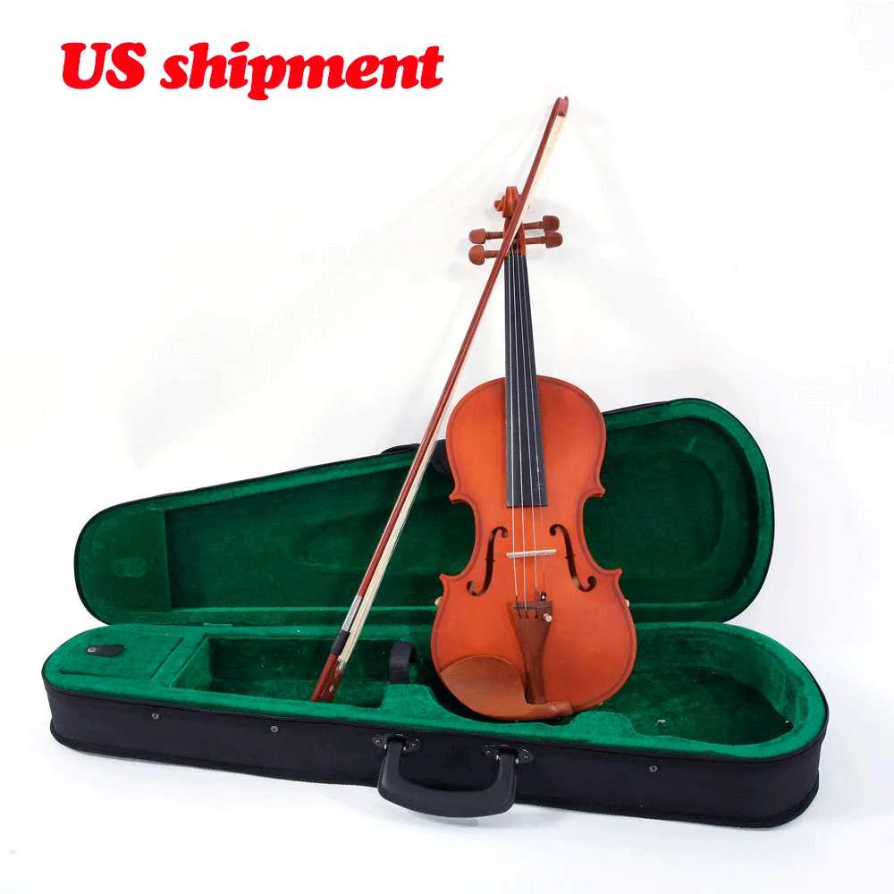 

High-grade Handmade acoustic violin Glarry 4/4 Acoustic Matt Violin Case Bow Rosin Strings Shoulder Rest Tuner Natural