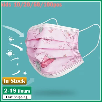 

10/20/100PC dustproof Earloop Mask Kids Disposable printing Safety Air Fog Mask 3 Layer Breathable unisex mascarillas Non Wovens