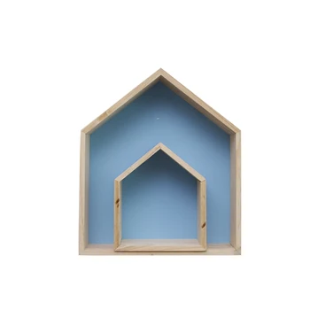 

2pcs/set Storage Case Wall Hanging Simple Home Use Wooden House Frame Kids Decoration Box Irregular Nordic Style Multicolor