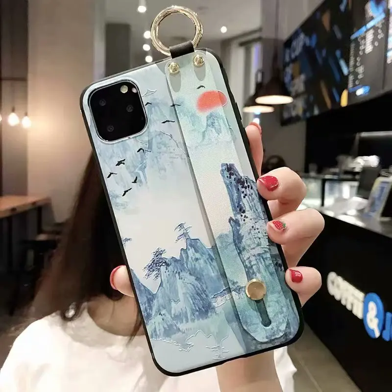 10 Ремешок для запястья чехол для iphone X Xs max XR 11 Pro Max Мягкий ТПУ чехол-держатель для телефона для iphone 7 8 6 6s plus - Цвет: 10