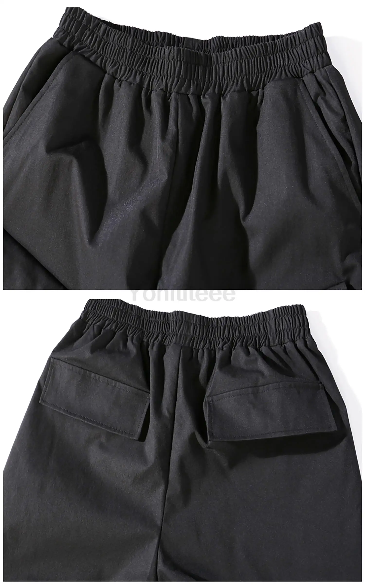 Mens Multi Pockets With Straps Cargo Techwear Joggering Pants Black