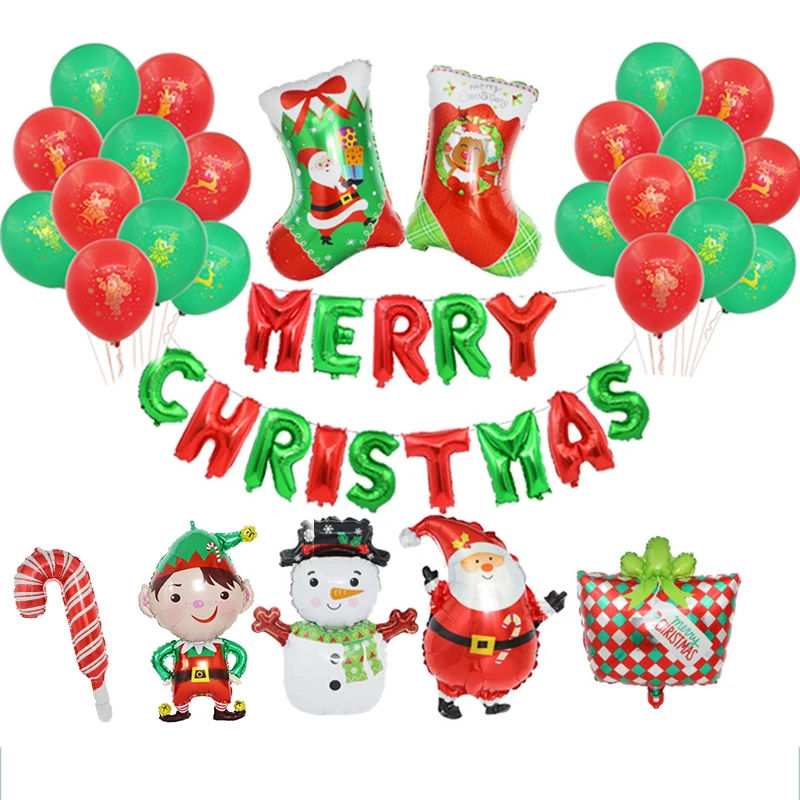 Воздушные шары с надписью &quotMerry Christmas&quot &quotСанта Клаус&quot &quotСнеговик&quot