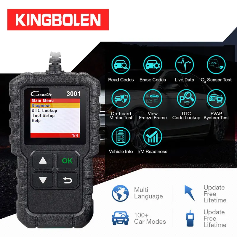 Диагностический сканер OBDII/EOBD LAUNCH CR3001 V2.0 USB|Считыватели кодов и сканеры| |