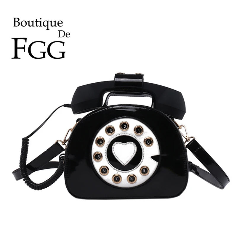 

Boutique De FGG Novelty Telephone Designer Handbags Women PU Shoulder Handbags Ladies Daily Casual Crossbody Bag