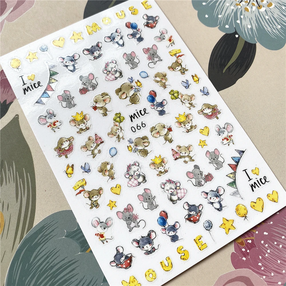 

FEB-066 Cartoon Stupid cat and Sly mouse 3D Back glue Nail decal Nail sticker Nail decoration Nail art Nail tool Nail ornament